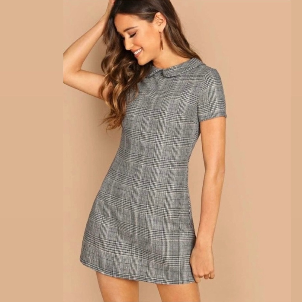 Classic Gray Plaid Women's Dress